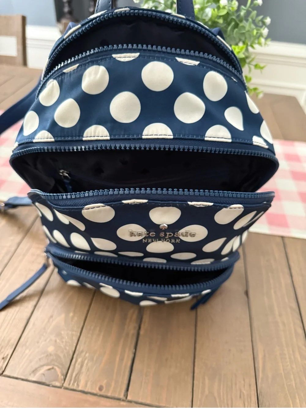 Kate Spade Navy Polka Dot Backpack